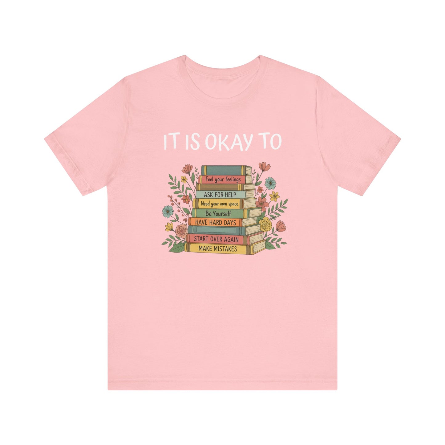 Books & Feelings Unisex Tee, Cozy Reading Shirt, Book Lover Gift, Comfortable Graphic T-Shirt, Literary Affirmation Apparel