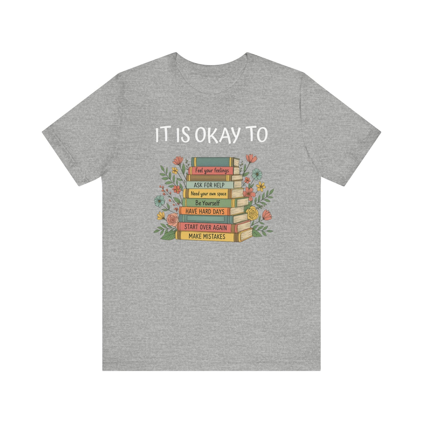 Books & Feelings Unisex Tee, Cozy Reading Shirt, Book Lover Gift, Comfortable Graphic T-Shirt, Literary Affirmation Apparel