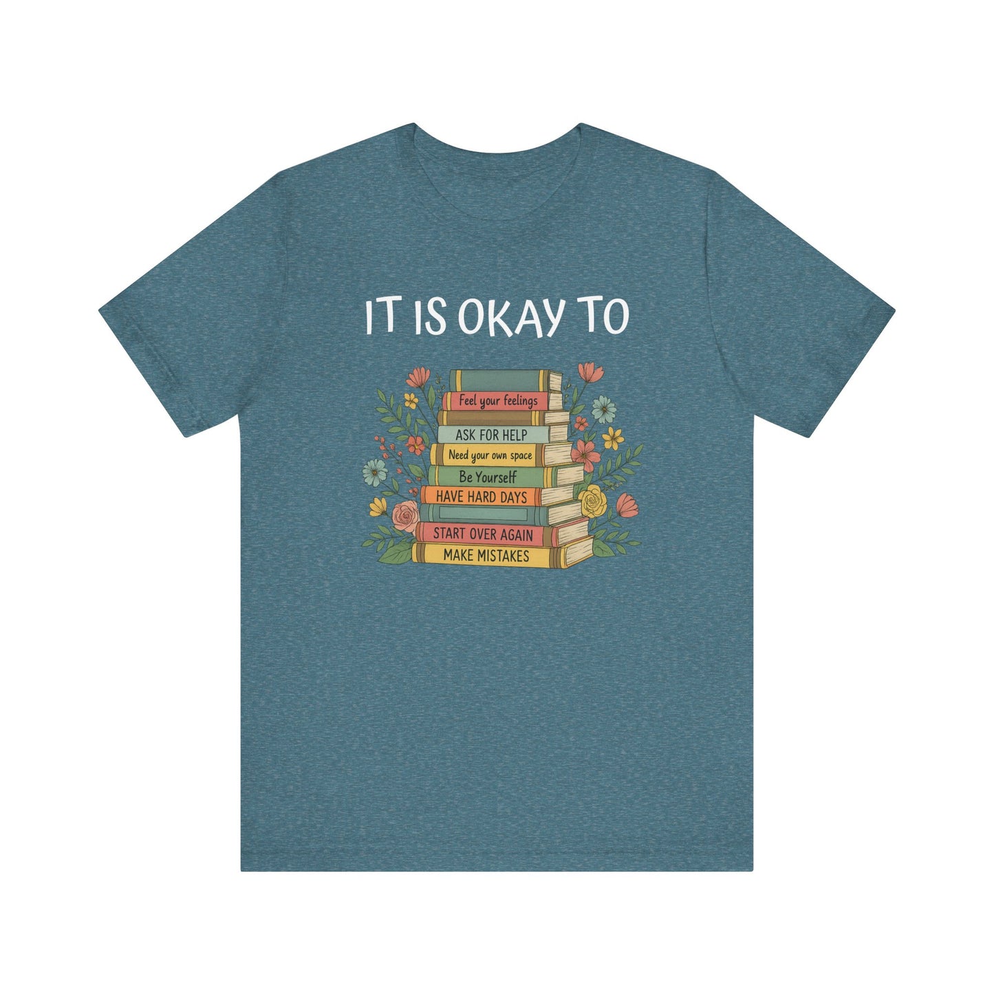 Books & Feelings Unisex Tee, Cozy Reading Shirt, Book Lover Gift, Comfortable Graphic T-Shirt, Literary Affirmation Apparel
