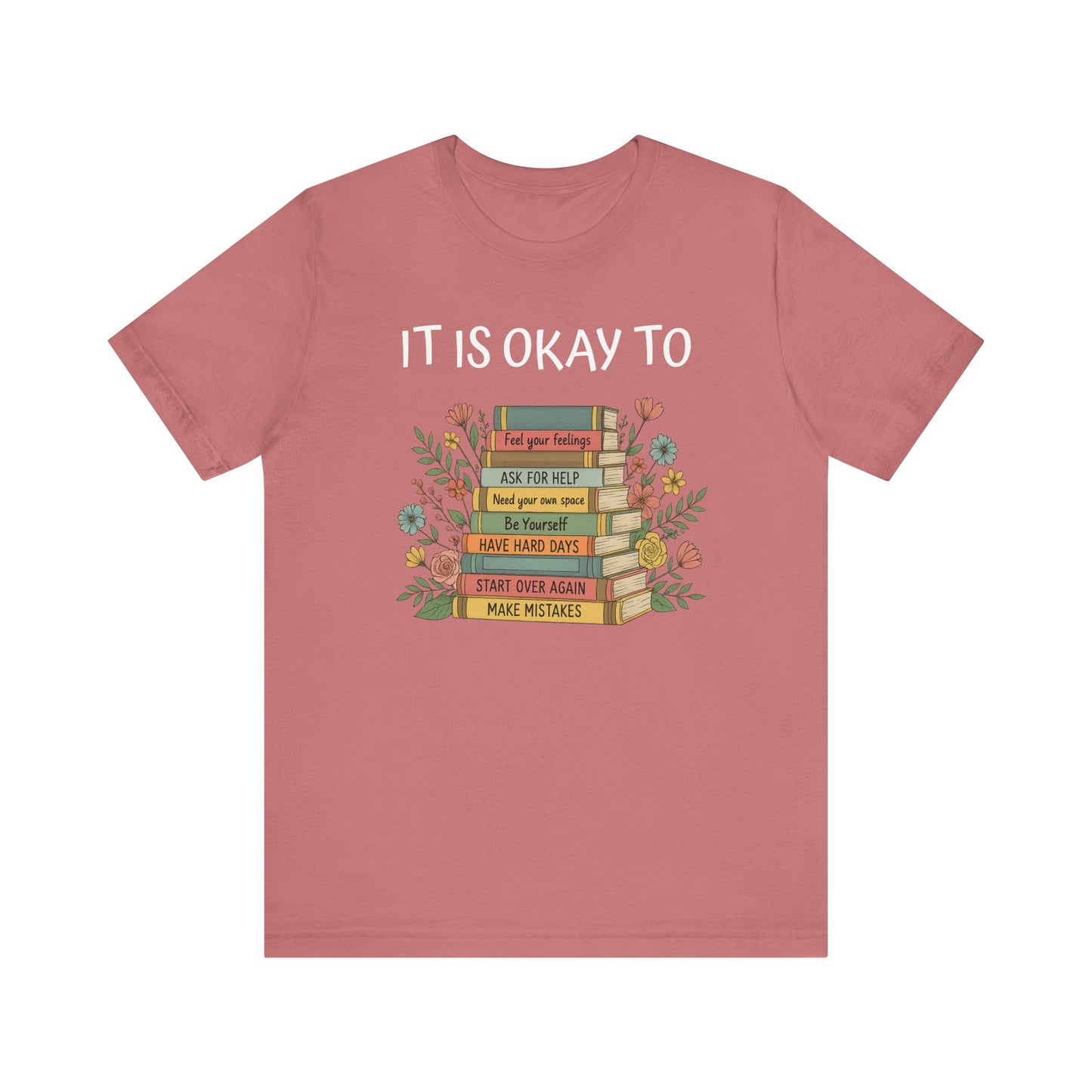 Books & Feelings Unisex Tee, Cozy Reading Shirt, Book Lover Gift, Comfortable Graphic T-Shirt, Literary Affirmation Apparel