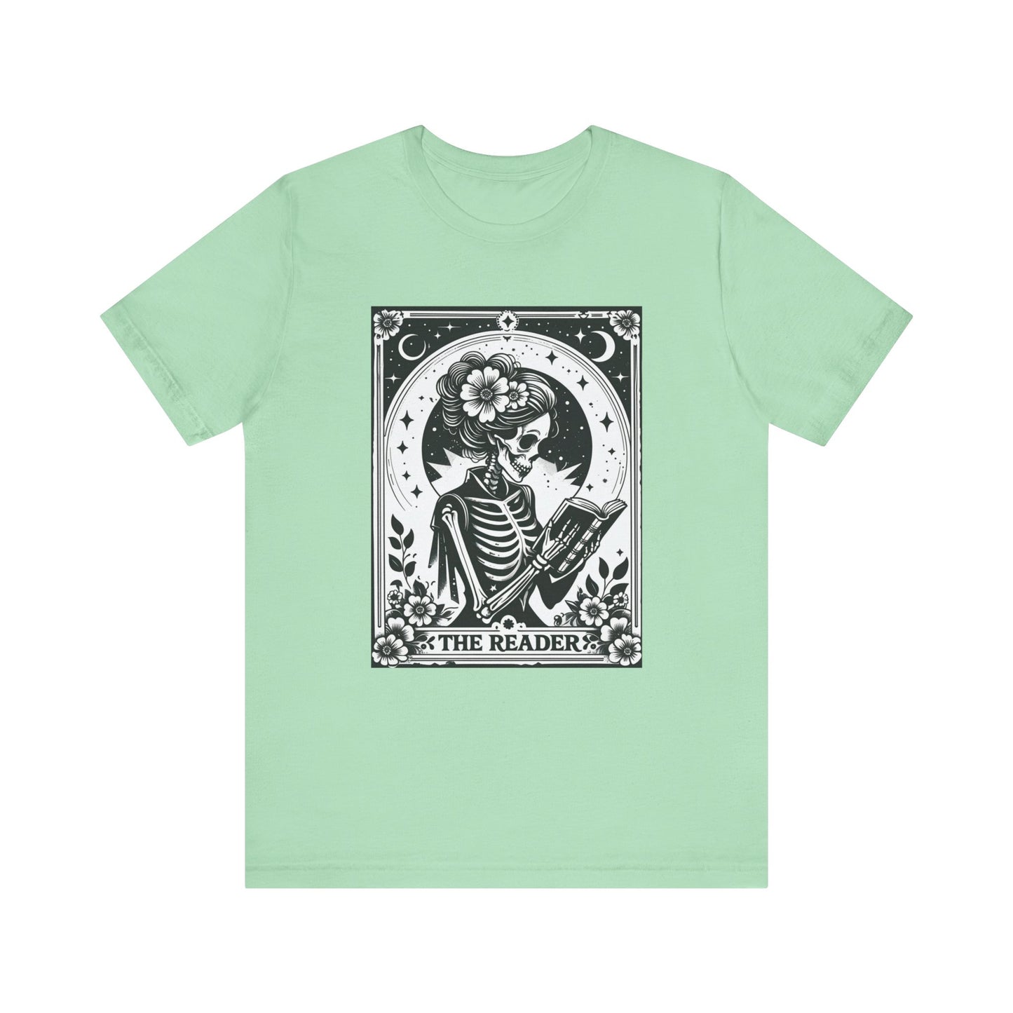 Skeleton Reader Unisex Tee, Book Lover Gift, Halloween Apparel, Cozy Literature Shirt, Unique Graphic Tee, Literary T-Shirt