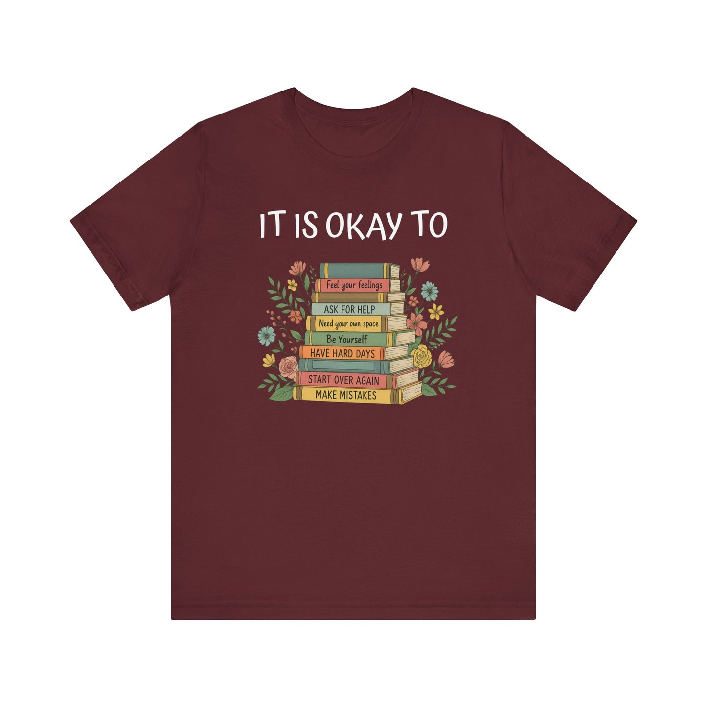 Books & Feelings Unisex Tee, Cozy Reading Shirt, Book Lover Gift, Comfortable Graphic T-Shirt, Literary Affirmation Apparel