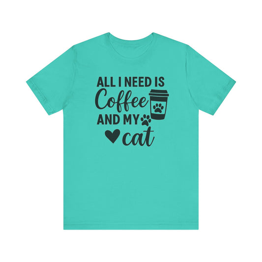 Coffee and Cat Lover Tee, Funny Pet Owner Shirt, Gift for Cat Moms, Cozy Lifestyle Top, Cute Graphic T-Shirt