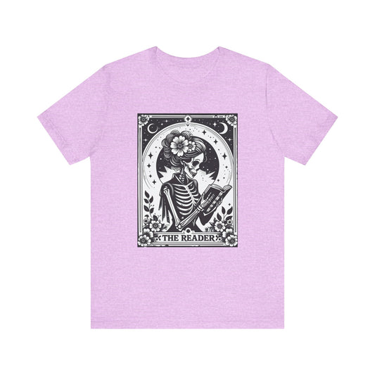 Skeleton Reader Unisex Tee, Book Lover Gift, Halloween Apparel, Cozy Literature Shirt, Unique Graphic Tee, Literary T-Shirt