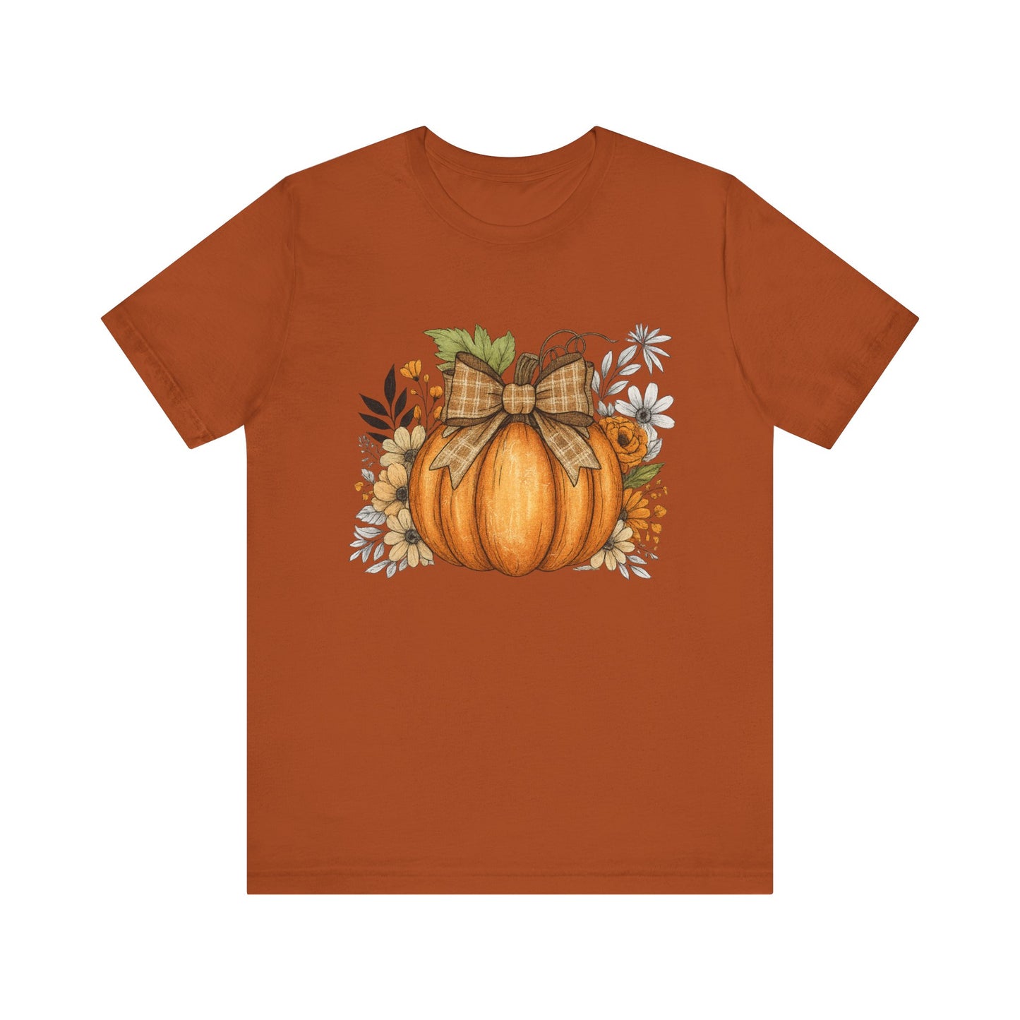 Rustic Pumpkin with Plaid Bow Tee
