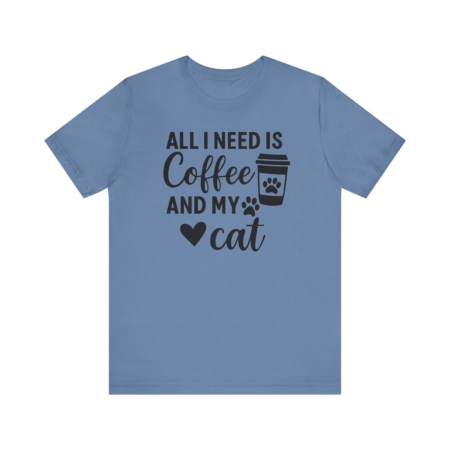 Coffee and Cat Lover Tee, Funny Pet Owner Shirt, Gift for Cat Moms, Cozy Lifestyle Top, Cute Graphic T-Shirt