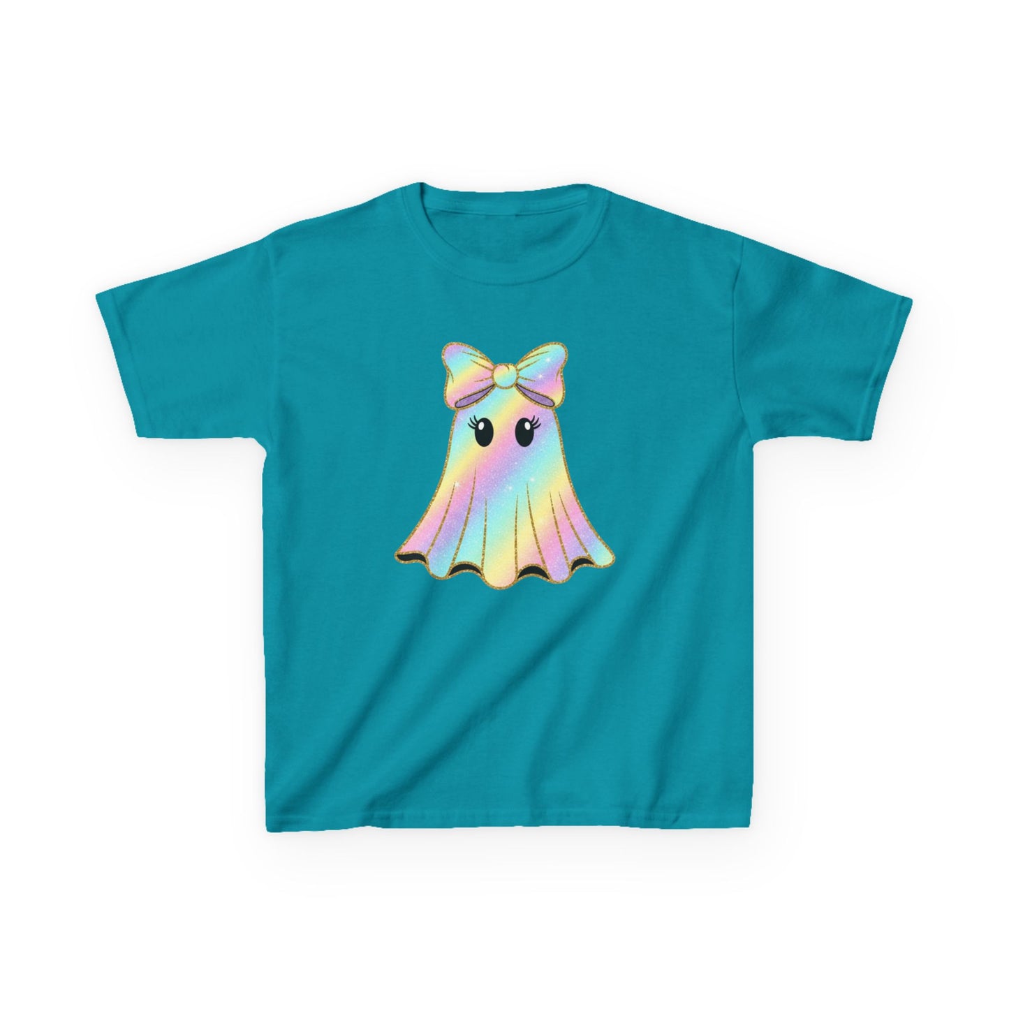 Rainbow Ghost Kids Tee, Cute Kids Shirt, Adorable Ghost Design, Fun Playful T-shirt