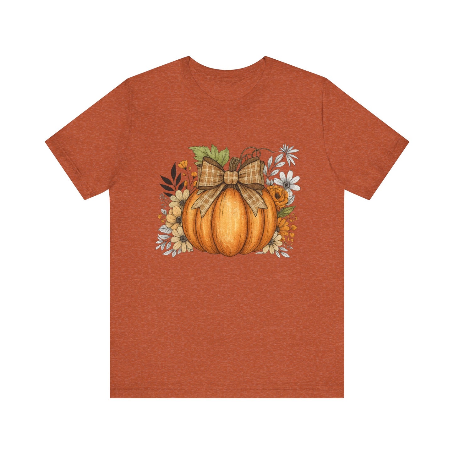 Rustic Pumpkin with Plaid Bow Tee