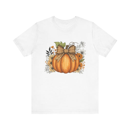 Rustic Pumpkin with Plaid Bow Tee