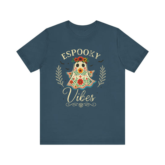 Spooky Ghost Tee - Unisex Jersey Short Sleeve T-Shirt, Halloween Shirt, Cute Ghost Graphic Tee, Fall Fashion, Gift for Her