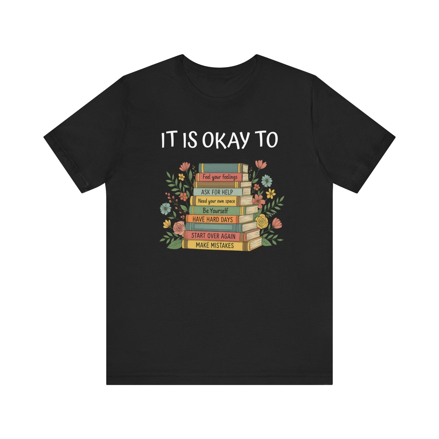 Books & Feelings Unisex Tee, Cozy Reading Shirt, Book Lover Gift, Comfortable Graphic T-Shirt, Literary Affirmation Apparel