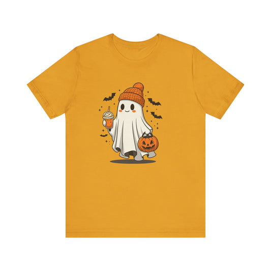 Halloween Ghost Short Sleeve Tee, Cute Ghost Shirt, Fall Apparel, Halloween Costume Top, Unisex Halloween Shirt