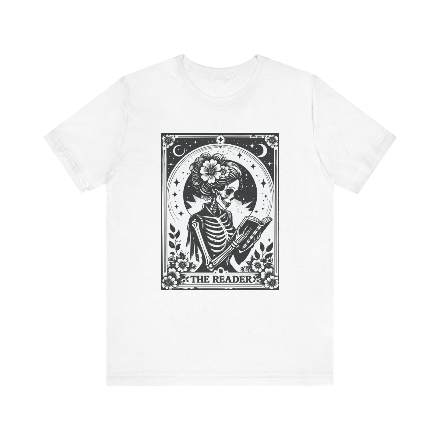 Skeleton Reader Unisex Tee, Book Lover Gift, Halloween Apparel, Cozy Literature Shirt, Unique Graphic Tee, Literary T-Shirt